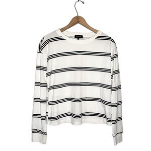 Roolee White and Black Striped Long Sleeve Tee